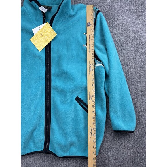 Bob Mackie Wearables Jacket Womens L Teal Fleece Full Zip Embroidered Southwest - Picture 4 of 6
